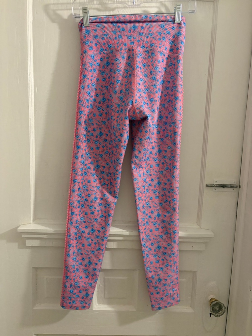 LoveShackFancy X Beach Riot Pink and Blue Floral Sports Bra and Leggings Set - Picture 14 of 16